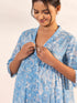 Sky Blue Cotton Floral Printed A-Line Maternity Kurta